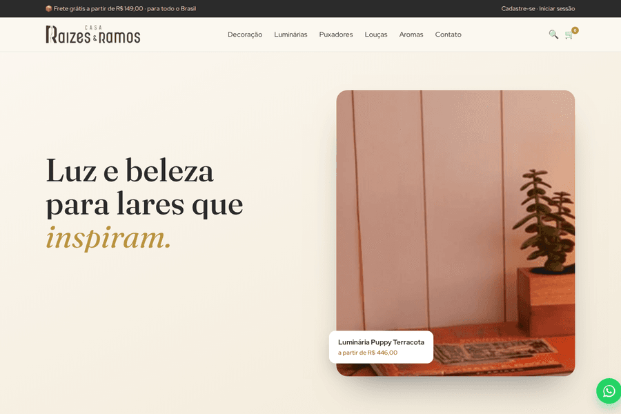 Prévia do site Casa Raízes & Ramos