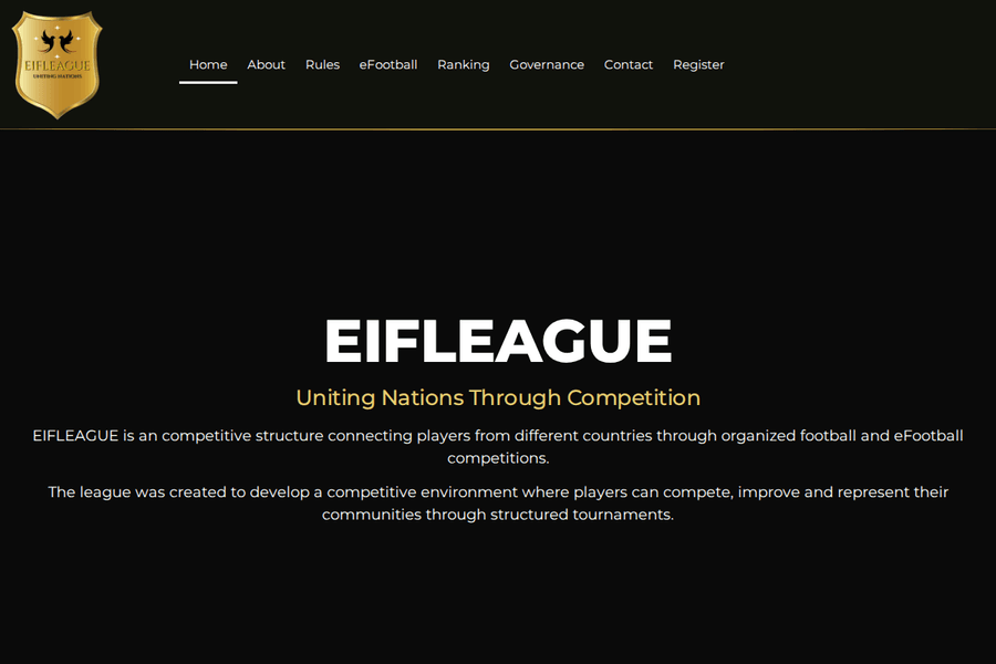 Prévia do site EIF League