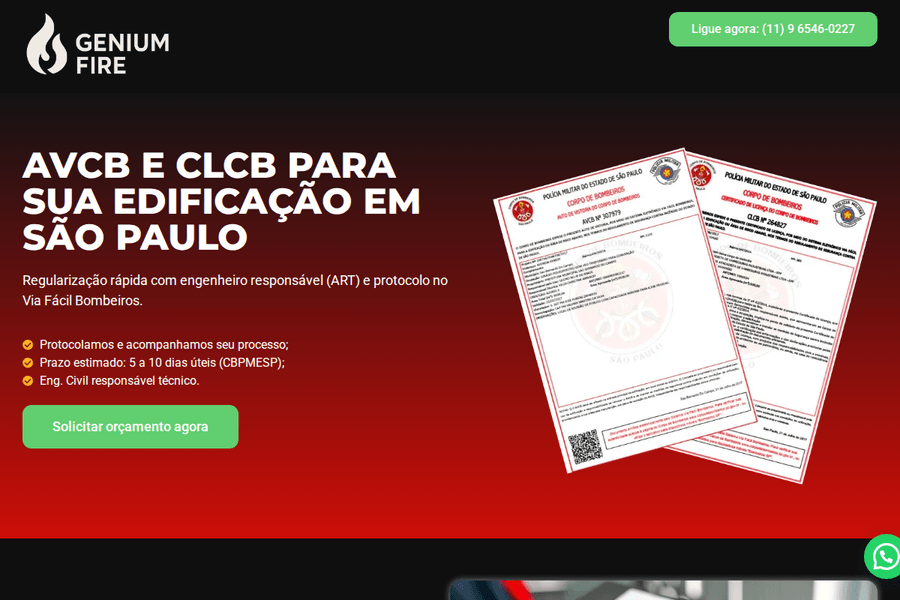 Prévia do site Genium Fire Engenharia
